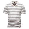 AIOPESON 2025 New Summer Striped V Neck Cotton Polo Shirts for Men Breathable Short Sleeve Casual Men's T Shirts