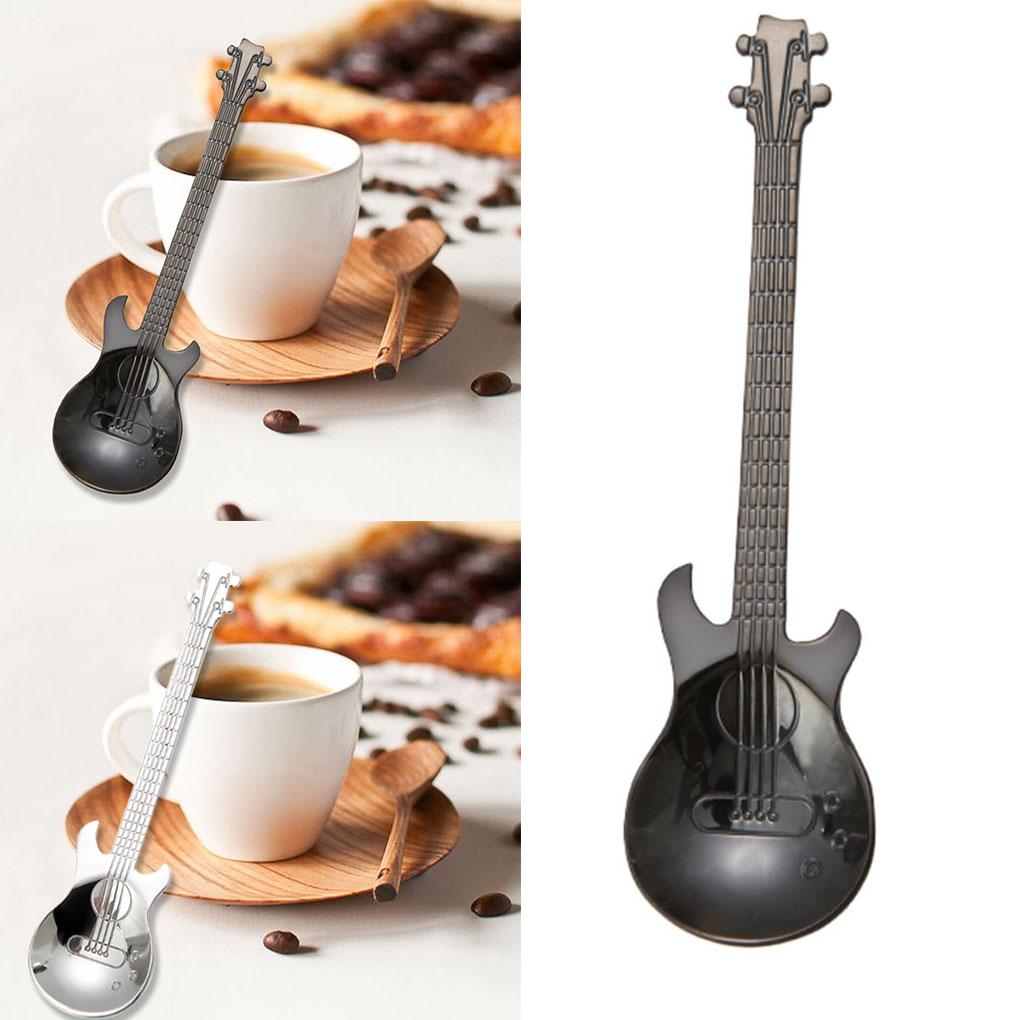 Stainless Steel Guitar Spoon for Coffee Tea Dessert Drink Mixing Milkshake