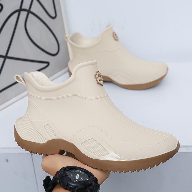 Fashion Fashionable Men's Women's Ankle Rain Boots Men's Non-slip Wear-resistant Waterproof Shoe Work Boots Suitable for Rainy Snowy Day
