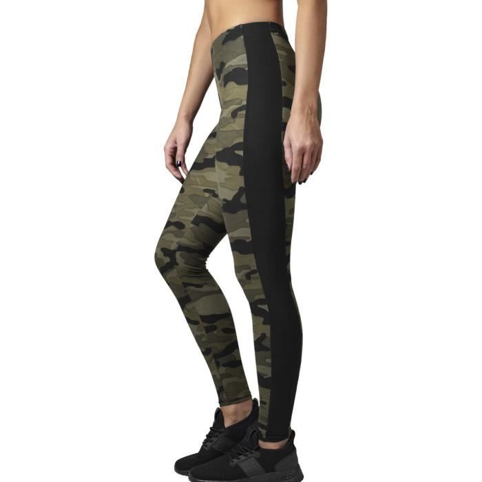 Leggings - Urban Classics - CAMO Stripe - Stretch-Fit - Confortable - Femme - Vert