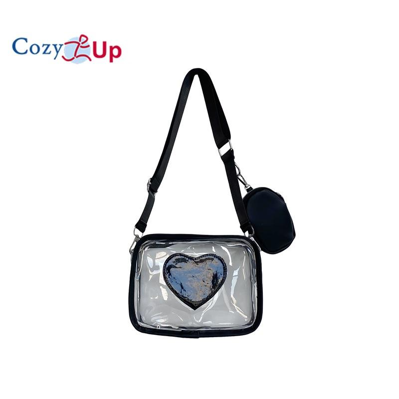 

Уютная женская сумка через плечо, комплект из двух предметов с прозрачной сумкой на одно плечо из ПВХ 20cm * 10cm * 13cm чёрный