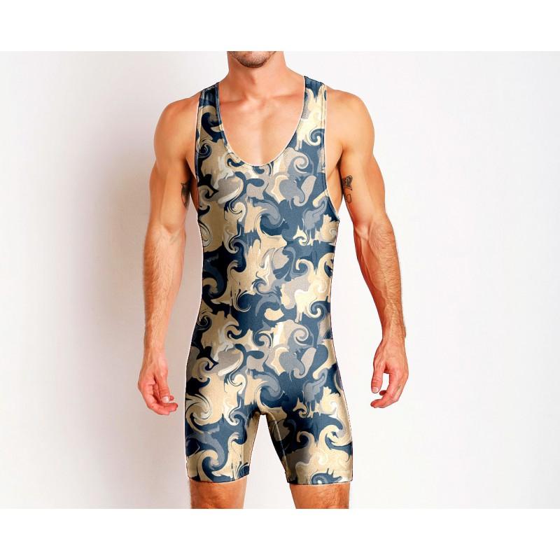 Mens Wrestling Suit One-piece Swimsuit Fitness Gym Workout Clothes Lightweight Breathable Weightlifting Training
