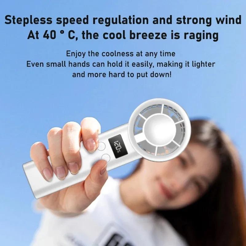 Portable Handheld Fan Mute Personal Highspeed Fan Air Calculating Fan Large-capacaity Battery Mute Electric Fan For Outdoor