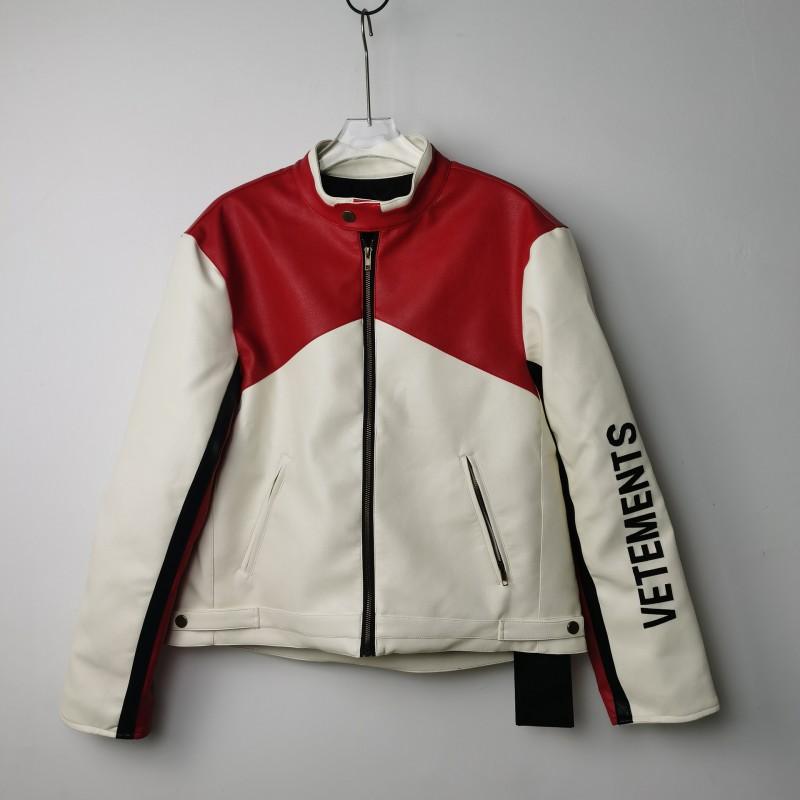 Unisex PU Biker Jacket With Embroidery Patchwork Design Windproof Water Resistant Streetwear