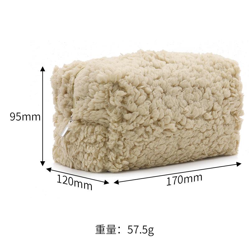 Lambswool Small Cosmetic Bag Cute Plush Makeup Organizer Pouch Kawaii Pencil Case Bags Travel Coin Purse Household Storage 2024