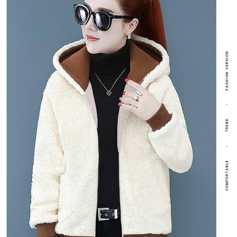 Imitation Lambswool Padded Coat Female Winter Latest Korean Version of Relaxed Fit Coat Small Fragrant Hooded Coat