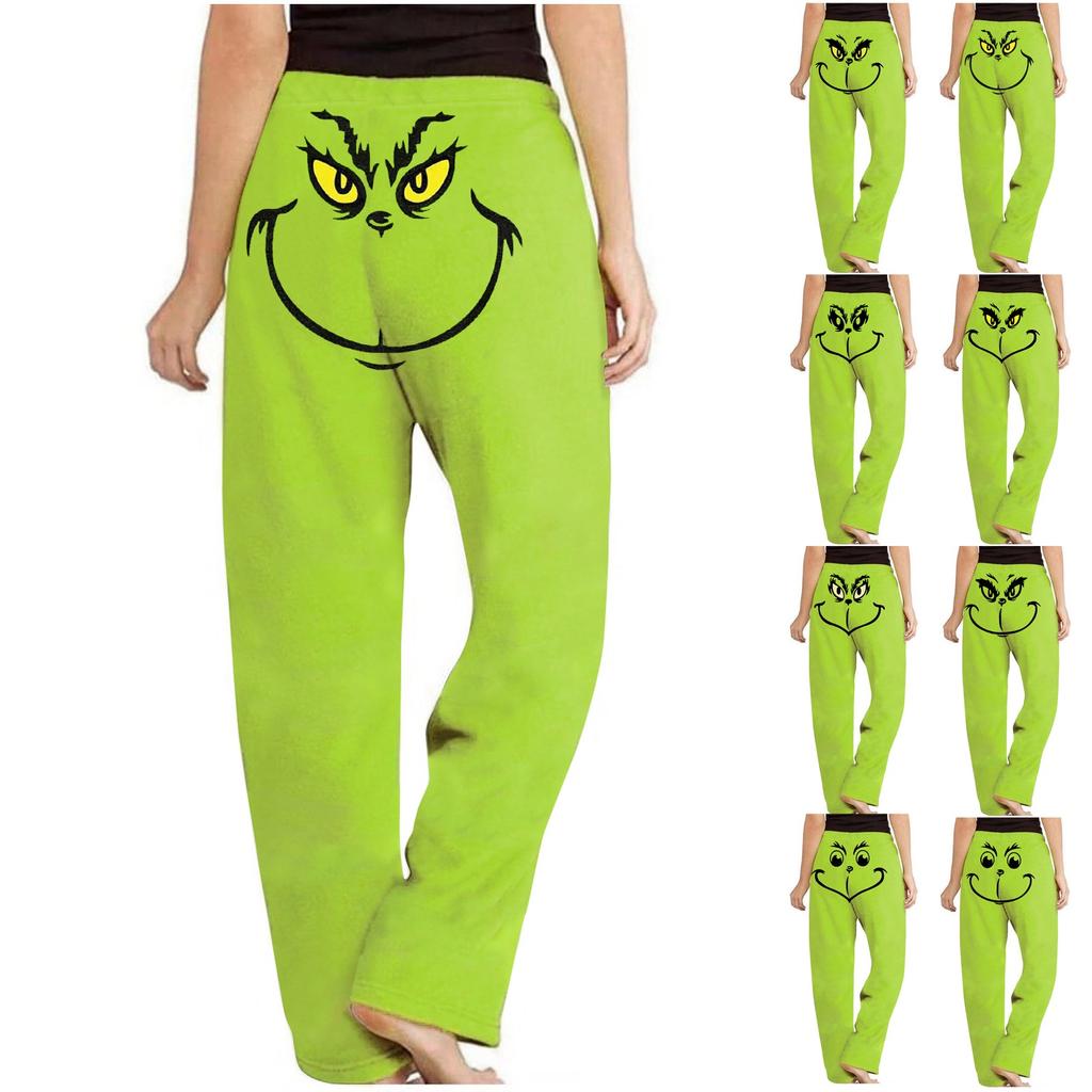 Women's Casual Strapping Wide Leg Pants Christmas Printed Casual Pants