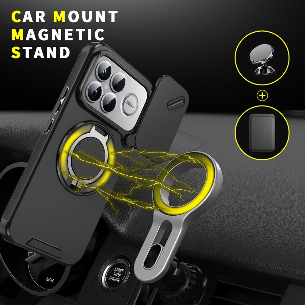 Shockproof Armor Case For Xiaomi Poco F8 Pro PocoF8 Ultra Car Magnetic Ring Stand Slide Camera Lens Cover For Poco F8Pro F8Ultra