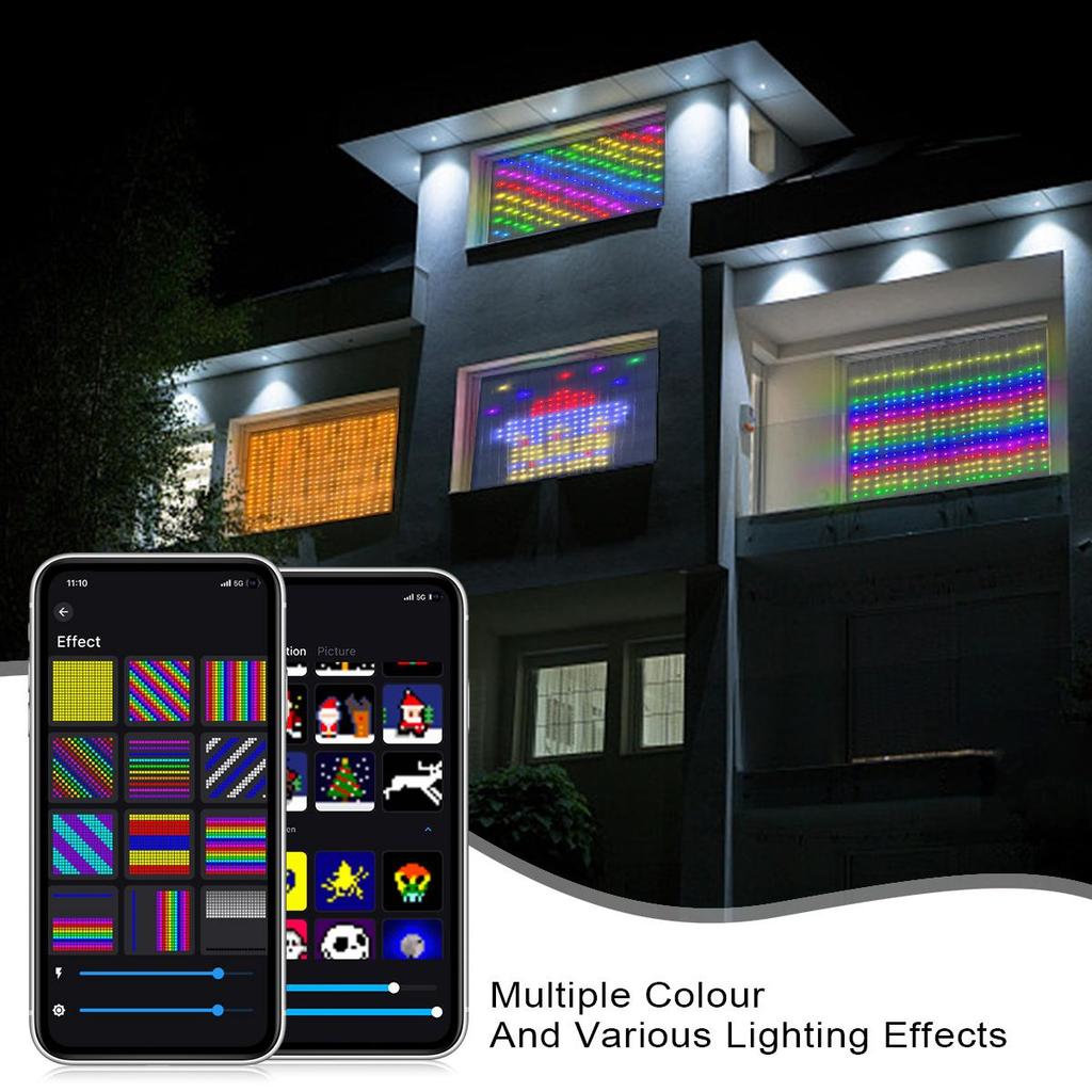 Programmable Smart Bluetooth LED Window Curtain String Light RGBIC Dream Color Fairy Lights For Christmas Wedding Bedroom Decor