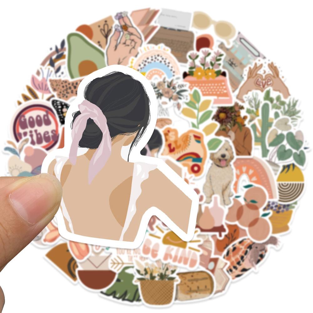 50 Small Fresh Boho Graffiti Stickers Trolley Case Guitar Scooter Water Cup Waterproof Stickers