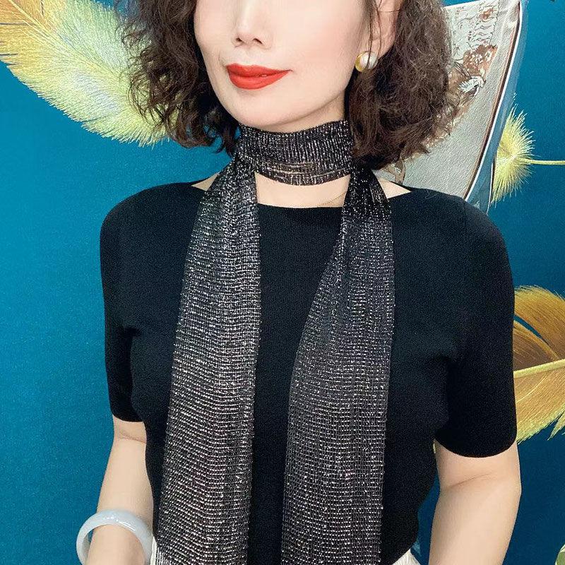 Four Seasons with Streamer Towel Temperament Fashionable Women Summer Scarf