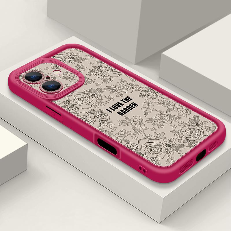 Rose Print Case For iPhone 15 16 Pro Max 14 Plus 13 12 11 Pro 8 7 X XS XR Shockproof Bumper Soft TPU Silicone Phone Cover Funda