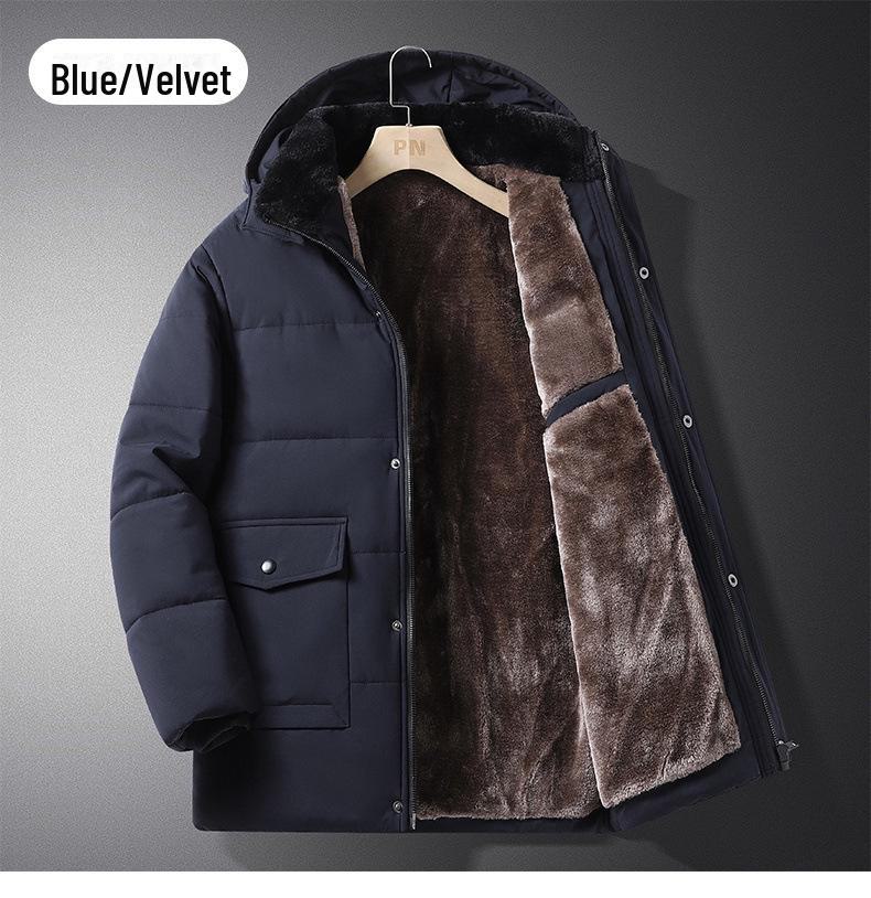 Cappotto Invernale da Uomo in Velluto Spesso - Giacca Calda Imbottita in Cotone per Uomini di Mezza Età e Anziani