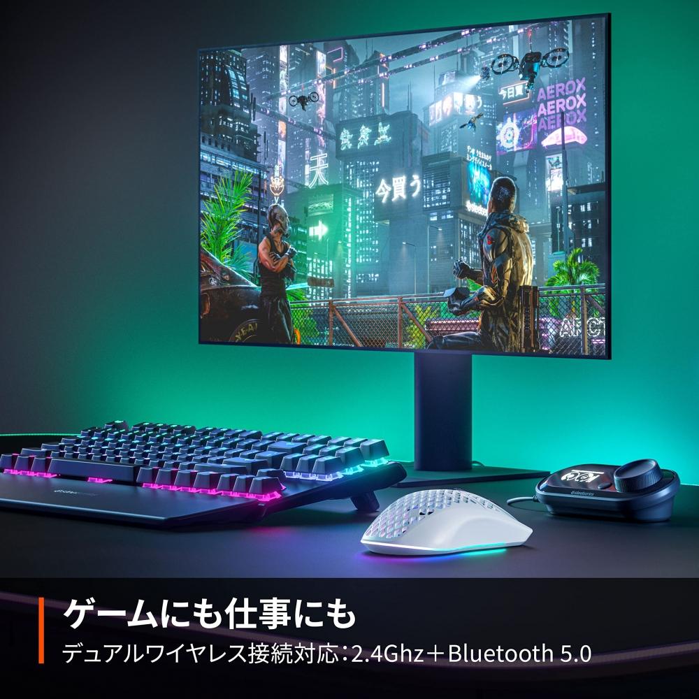 SteelSeries Herní myš Wireless Aerox 3 Snow Wireless Ultra lehký TRUEMOVE AIR Sensor Quantum Wireless 2.0 Technology IP54 Standardní voděodolný Dustp