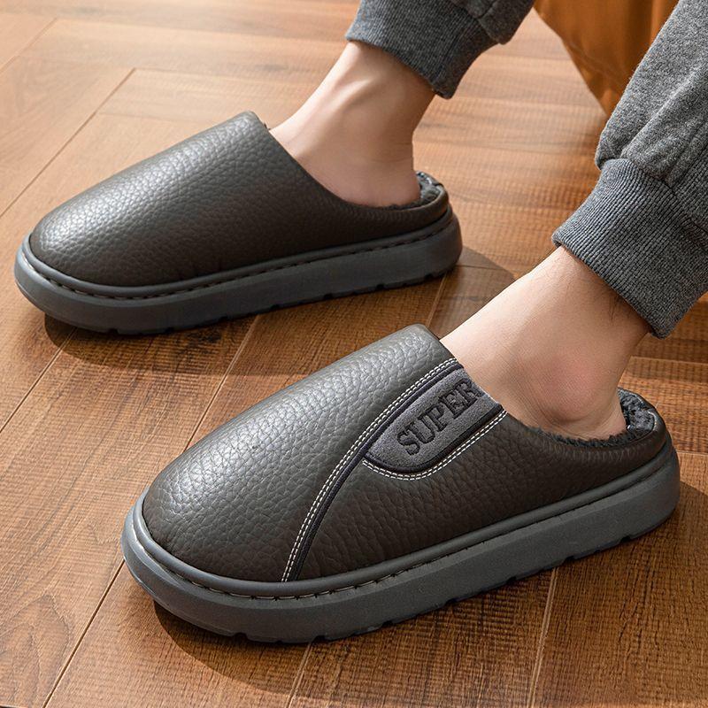 Cotton Slippers Large Size Autumn and Winter 2025 New Indoor Home Warm Waterproof Anti-skid Slippers for the Elderly