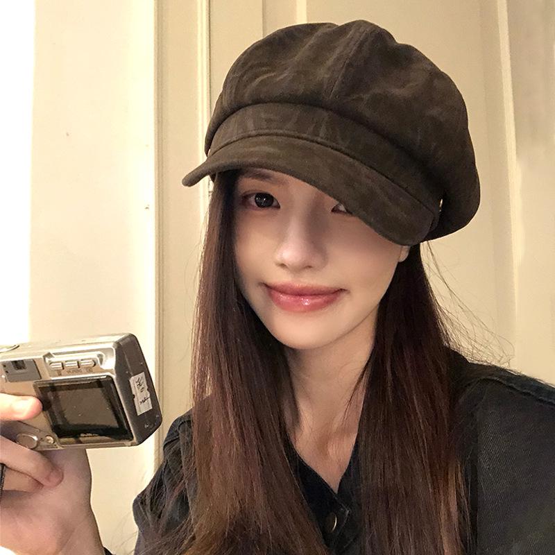 Damen Koreanischer Stil Samt Achteckige Schiebermütze - Retro & Elegant Herbst/Winter Baskenmütze