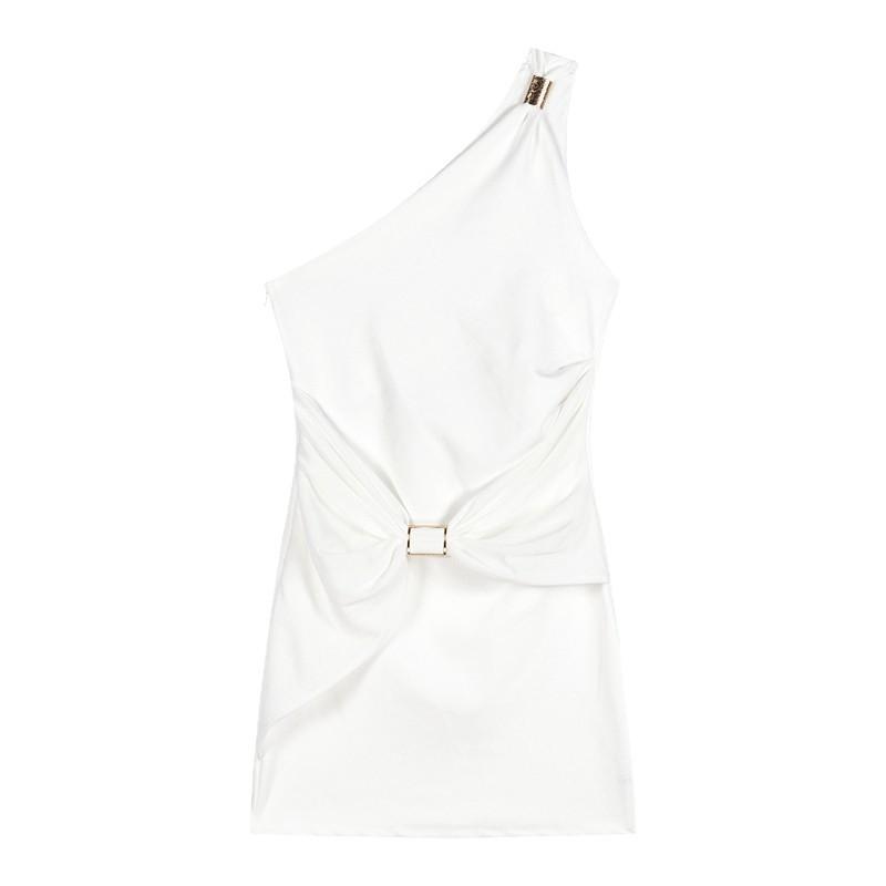 Sexy Spice Girl Wind Slant Shoulder Single Shoulder Suspender Dress Women's Summer New Slim Skinny Advanced Hip Wrap Skirt