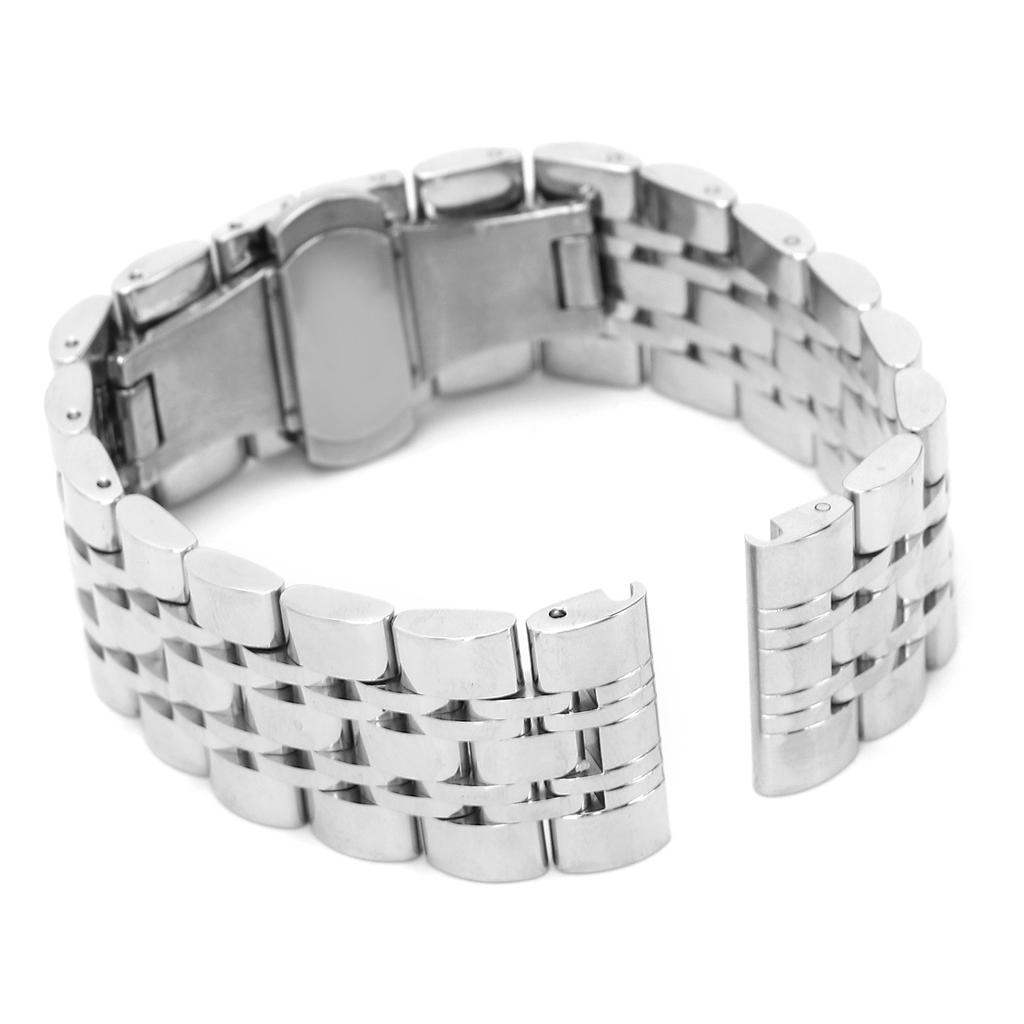 Stainless Steel Watch Band Silver       Clasp Replacement Watchband
