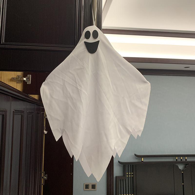 White Ghost Halloween Wall Hanging Decor With Cute Expressions For Garden Yard
