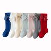 Baby Girl Knee High Socks with Bows Spring Summer Soft Cotton Ruffle Long Stockings Smooth Sole Infant Toddler Uniform Socks