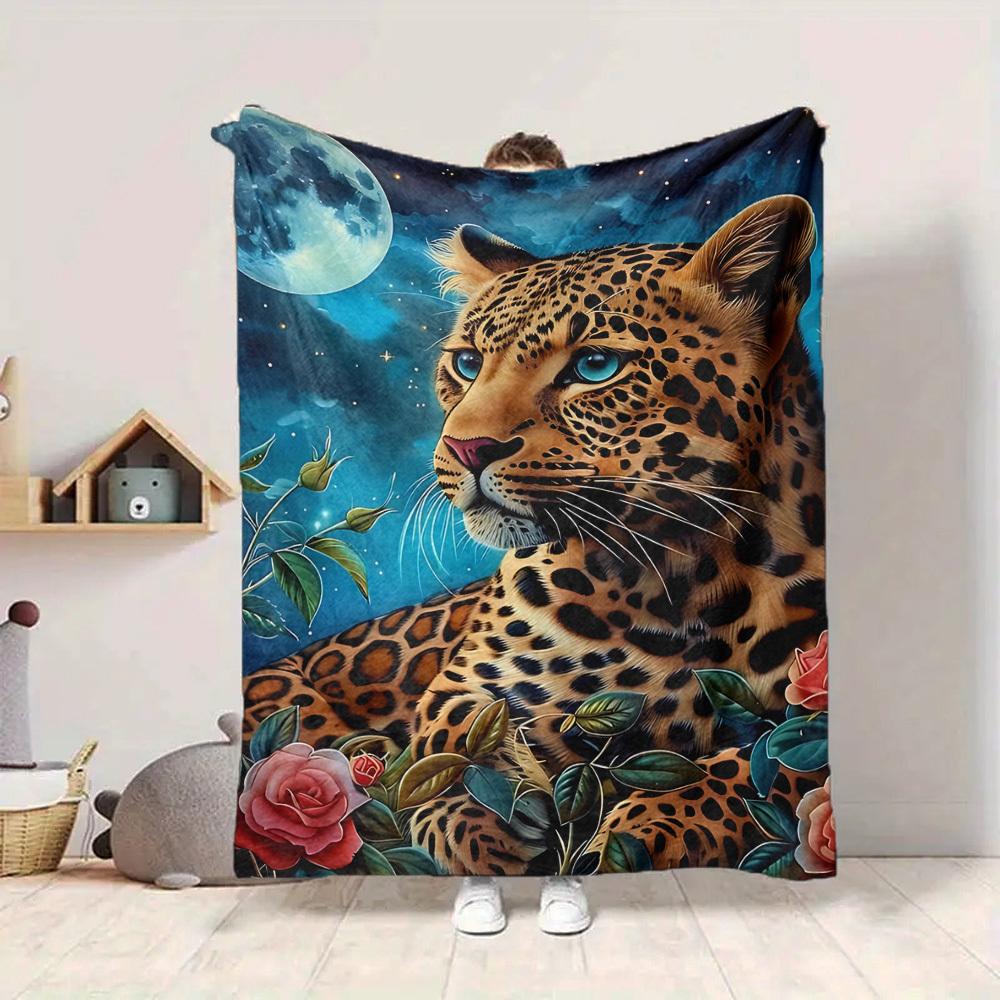 1PC Leopard Print Blanket, Throw For Sofa, Bed, Travel, Camping, Livingroom, And Bed, Printing Blanket With Soft And Warm Fabric Yy250918127