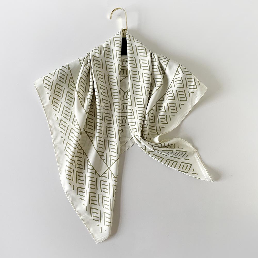 New Scarf for Women's Twill Imitation Silk Printed Versatile Square Scarf Souvenir Gift Scarf