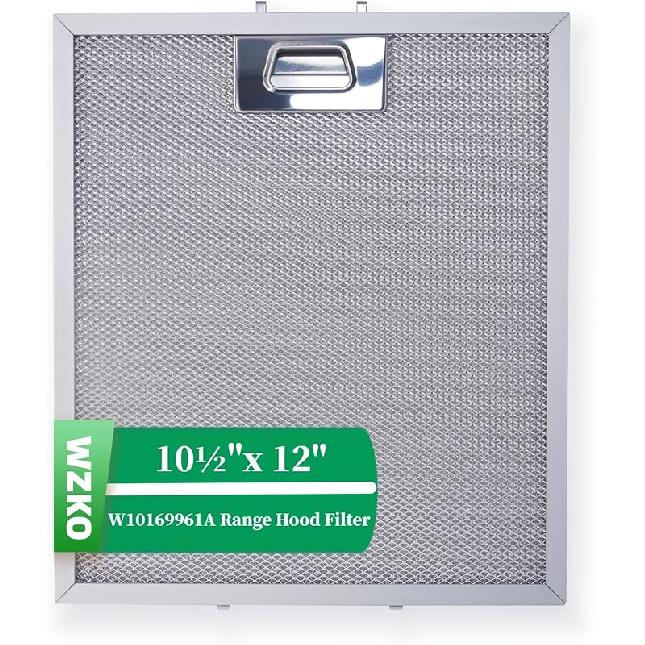 W10169961A Жироулавливающий фильтр для вытяжки - 5-слойный алюминиевый сетчатый фильтр для вентиляции вытяжки - Для Whirlpool - 12 Д x 10,5 Ш x 0,35 Т(305x267 x9мм) 3-Pack 10.5  x 12  x 0.4