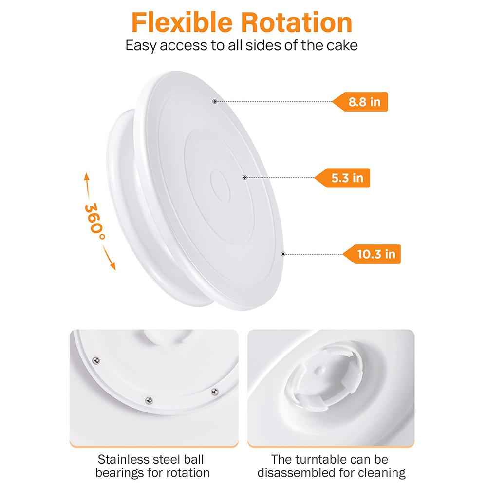 Cake Decorating Kit Cake Turntable Set DIY Mold Rotating Stable Anti-skid Round Cake Table Adjustable Screed Scraper Kitchen Bak
