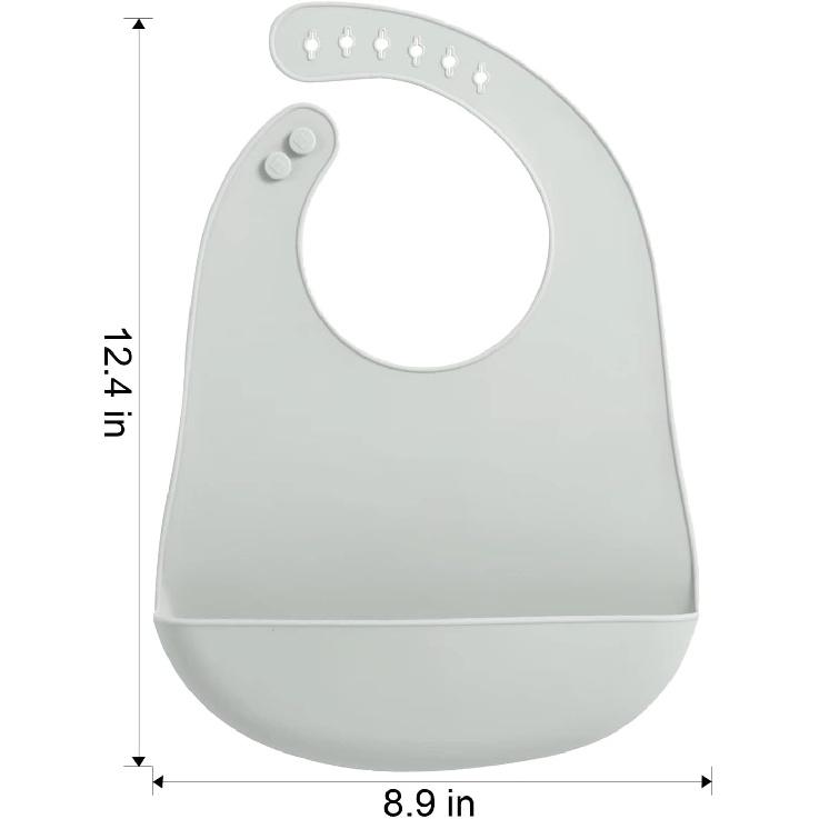 PandaEar 3 Pack Baby Bibs for Eating with Food Catcher, Waterproof Silicone Bibs for Babies Toddlers Boys Girls, Adjustable Baby Food Feeding Bibs,