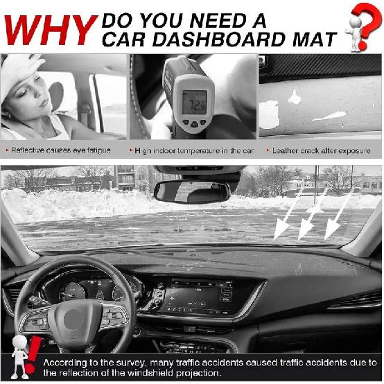 Flannel Dashboard Cover for - Buick Envision - Left-Hand Drive With HUD, Sun Shade Anti-Glare UV Protection