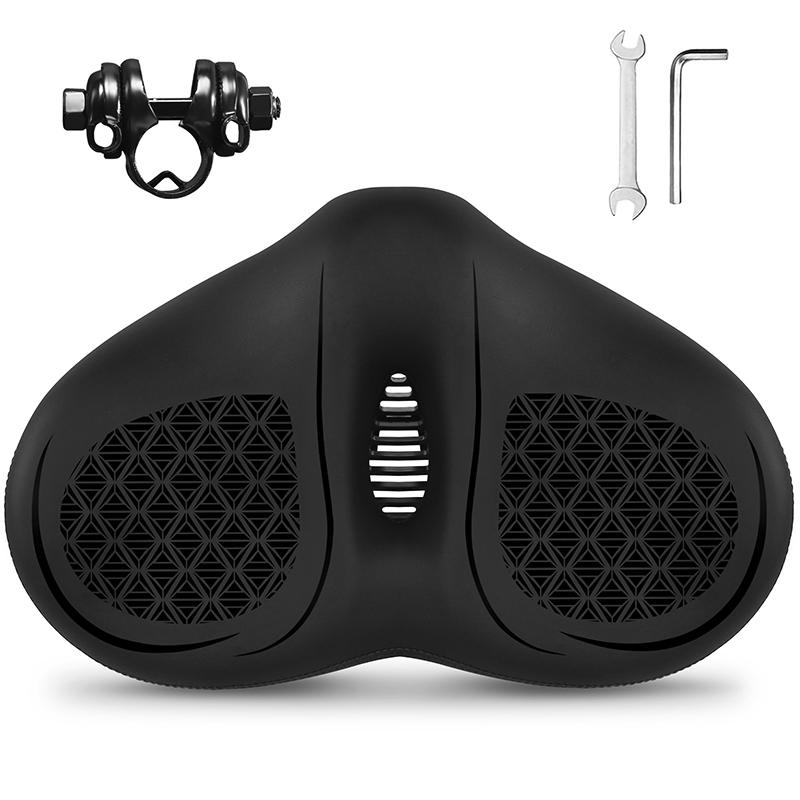 BUCKLOS Oversized Bike Saddle Widen Thicken Bicycle Saddle Noseless Mountain Bike Seat Cushion Breathable Exercise Bicycle Seat чёрный