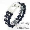 KALEN Punk Fine Jewelry Fashion Bracelets Men Stainless Steel Micro Fiber Leather Skull Links Bracelet Bangle