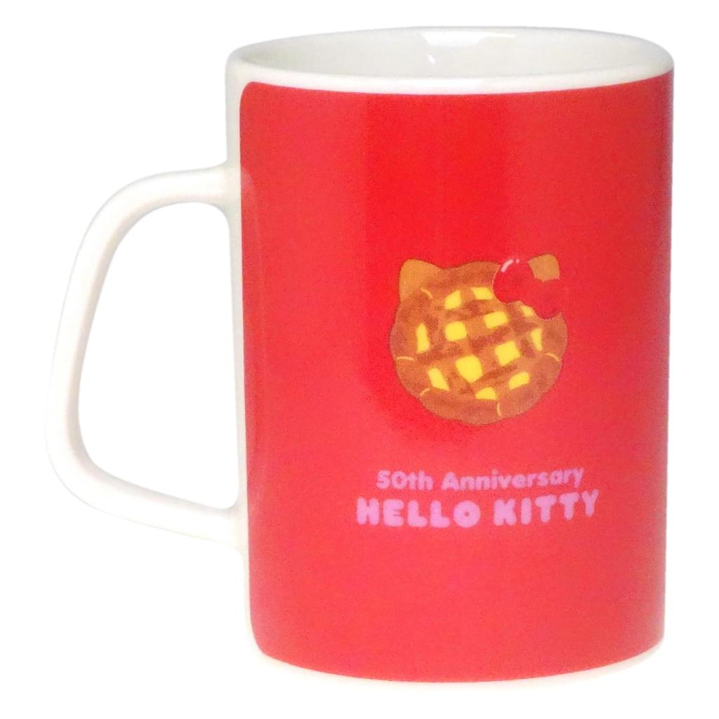 Sanrio 50th Anniversary Kitty Microwave and Dishwasher Made in 310131 "Hello Kitty" Mug, Approx. 230ml, Safe, Red, Japan,