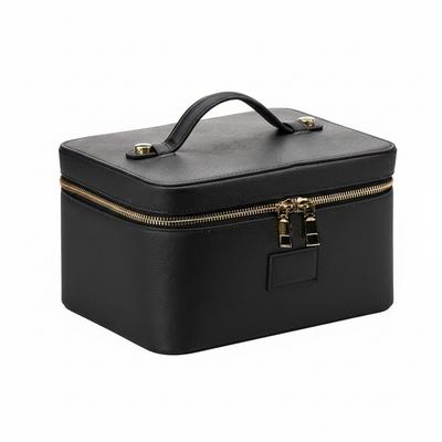 Fashionable PU Leather Makeup Bag Large Capacity Square Shape Camera Storage Bag Waterproof Removable Divider Clutch Bag Travel