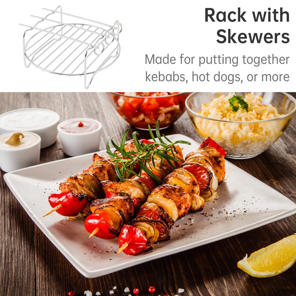 Stainless Steel 3pcs 6 Inch Multipurpose Layer Rack Skewers Included Heavy Duty Reusable Air Fryer Mounting Bracket Toast Rack Cooking Space Saving