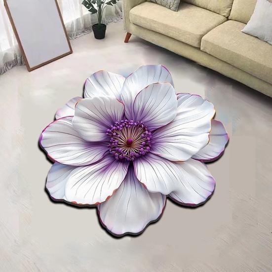 Floral Plush Floor Mat 3D Visual Flower Shaped Floor Rug Mat for Bathroom Quick-Drying Non-Slip Absorbent