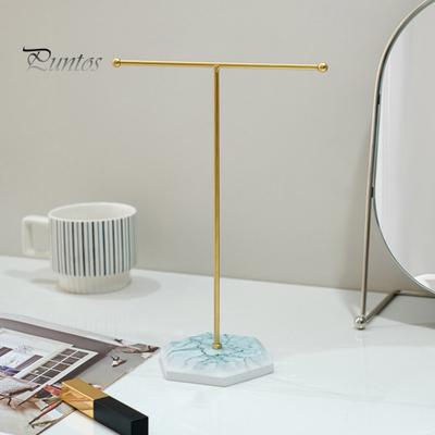 Espositore per gioielli a forma di T in metallo, porta collane con base stabile, portaoggetti per collane e bracciali, organizer per gioielli
