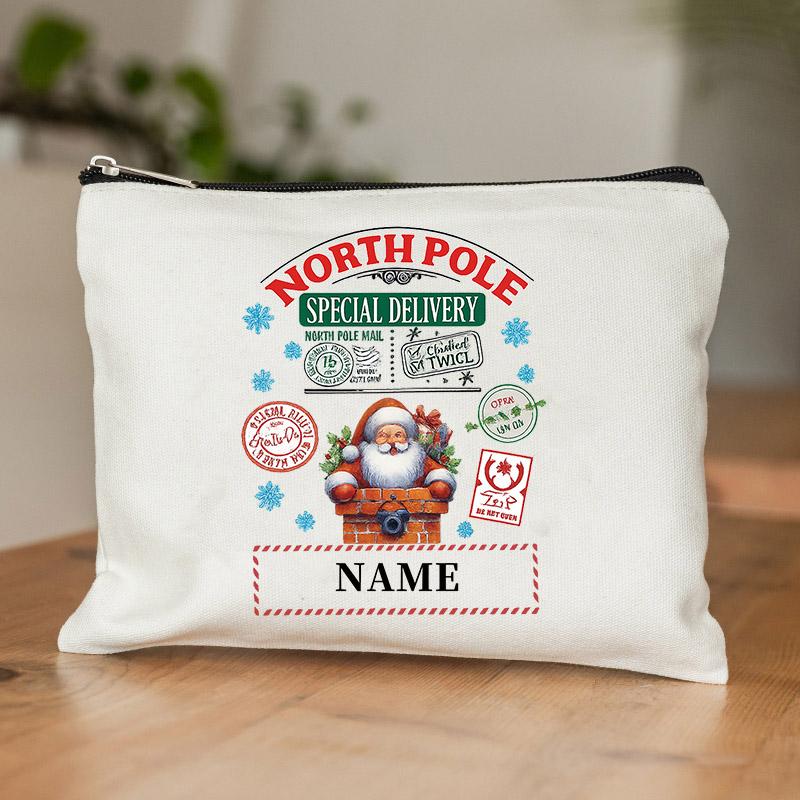 Personalized Christmas Cosmetic Bag and Wash Bag Custom Christmas Santa Christmas Style Decoration Gift for Girl Friend or Mom