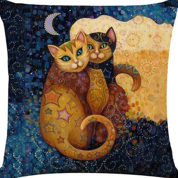 Kitten Gift Pillowcase Cute Pet Printed Linen Pillow Cushion Cover Bedside Living Room
