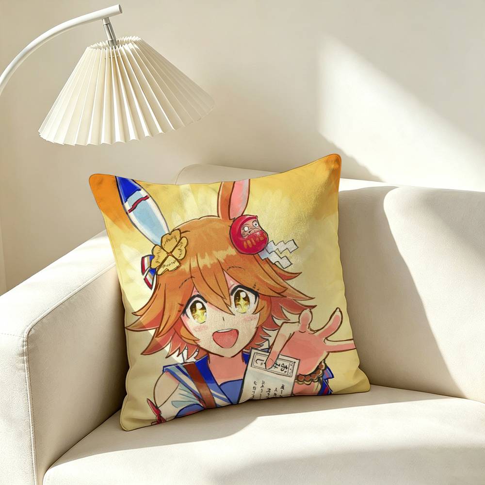 M-Matikanefukukitaru Umamusume Square Double-Sided printed Pillow Case Bedroom Bedside Pillow Sofa Cushion Cover