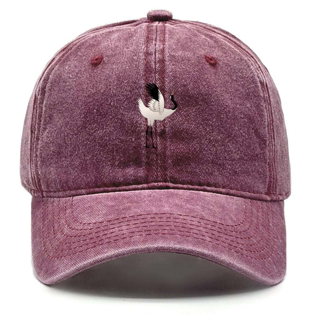 1 Psc Red-crowned Crane Print Adjustable Baseball Cap Dad Hat Simple Solid Color Snapback Sun Hat Ideal Choice For Urban Style
