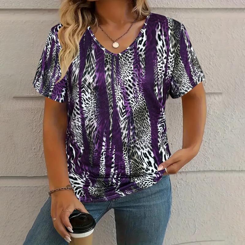 Vintage Women‘S T-Shirt Graphic Print Summer Casual V-Neck Short Sleeve T Shirts Fashion
