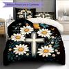Daisy Butterfly  Pattern Bedding Quilt Set Quilt Cover Pillowcase Home Decoration  Gift (1 * Duvet Cover + 2 * Pillowcase, Without Core)