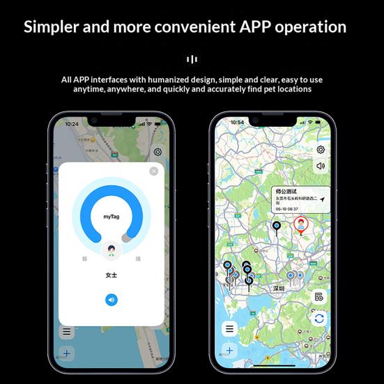 Smart GPS Tracker for Dogs Waterproof Lightweight Pet Tracker with Real-Time Positioning Smart Alarm Remote Bell No Subscription Free App Attachment