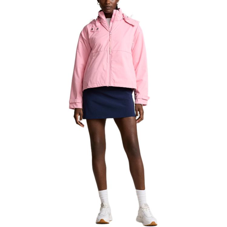 Polo Ralph Lauren Solid Color Hooded Zip-Up Long Sleeve Jacket Women Jackets Pink WMXGOTWN2820034-650