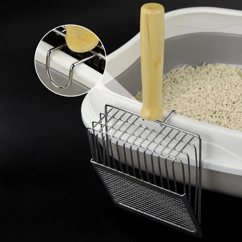 Katzenstreuschaufel aus Edelstahl mit feinem Netz, leicht zu reinigen, antihaftbeschichtete Schaufel für Streu, langlebige Streuschaufel für Katzenstreu