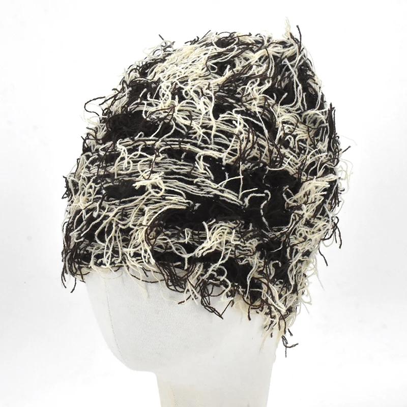 2024 חדש היפ הופ Balaclava כובעים סרוגים במצוקה מסכת סקי מלא פנים נשים הסוואה חיצונית מטושטשת סקי Balaclava Beanies Hat