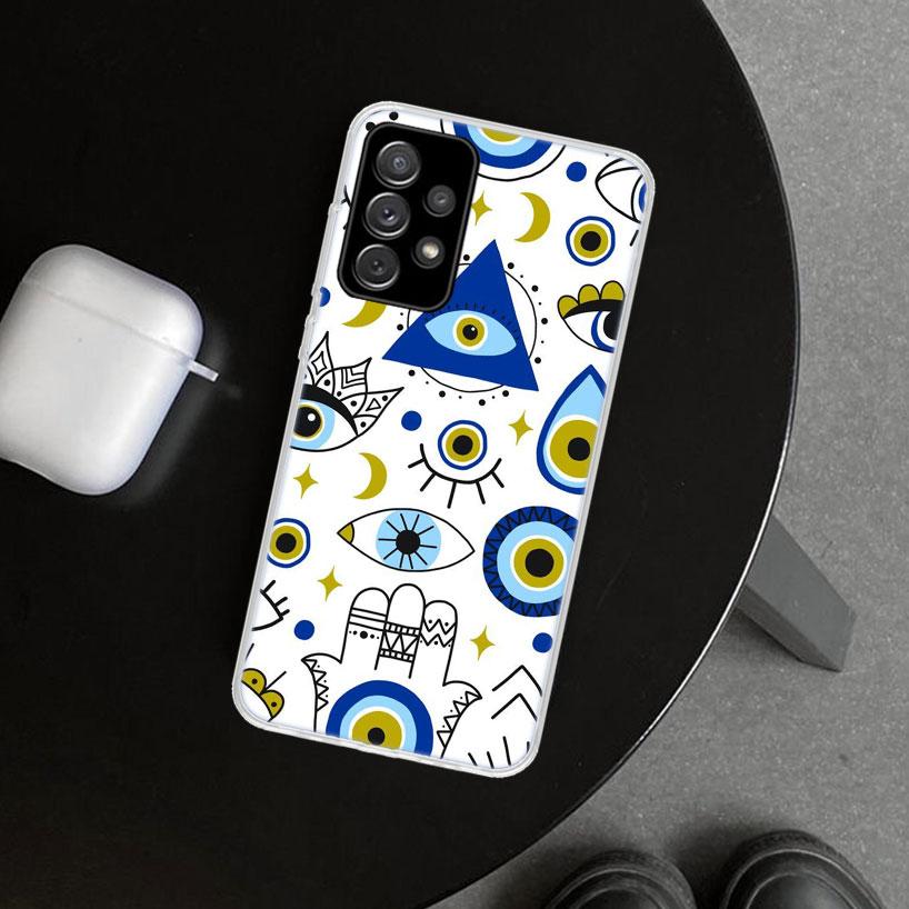 Lucky Blue Evil Eye Phone Case Cover for Samsung Galaxy A12 A22 A32 A52 A72 A02S A51 A50S A31 A20S A10S Note 20 Ultra 10 Plus Ga