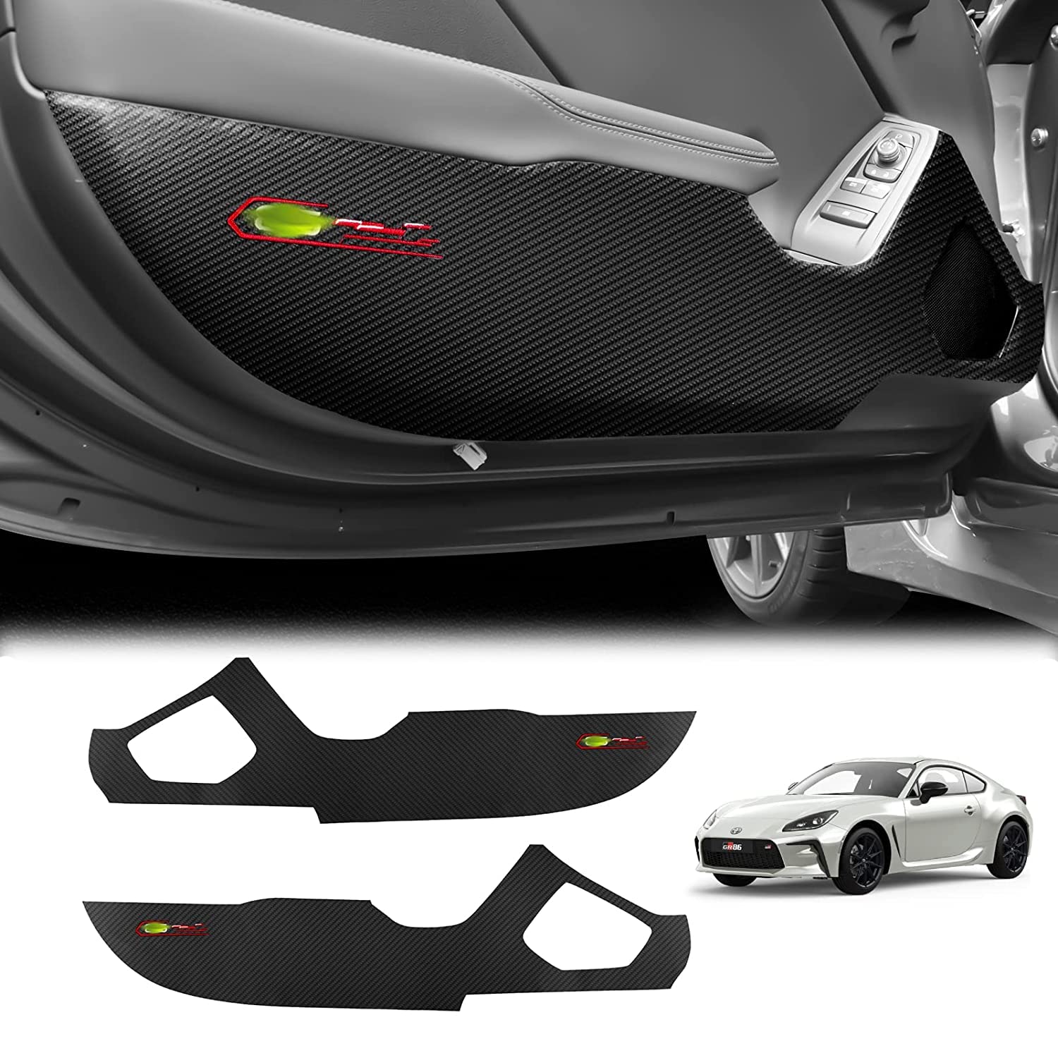 

KUNGKIC Защитные накладки на пороги для новой Toyota GR86 ZN8 Предотвращают царапины и совместимы с интерьером салона автомобиля, ПУ, под карбон (2021, 2022,