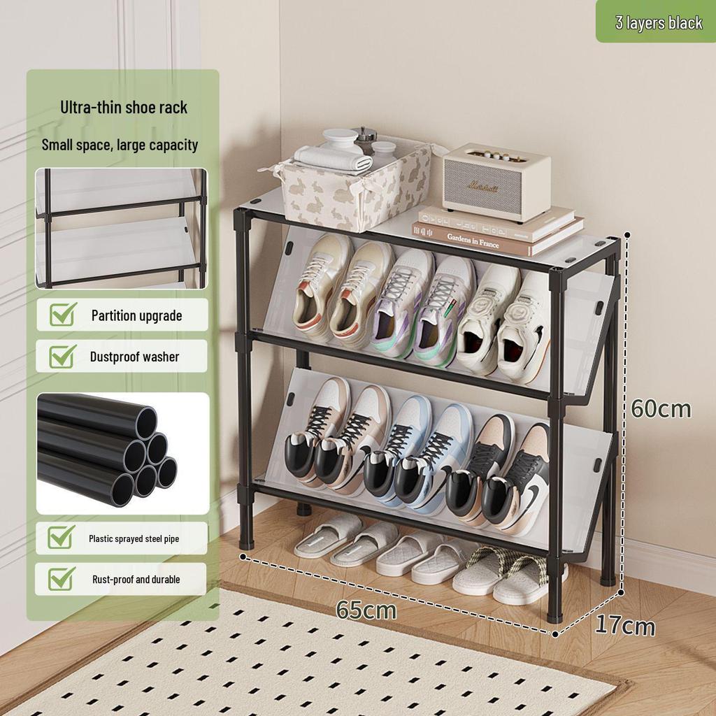 Multi-Layer Wall-Mounted Shoe Rack for Entryway or Hallway